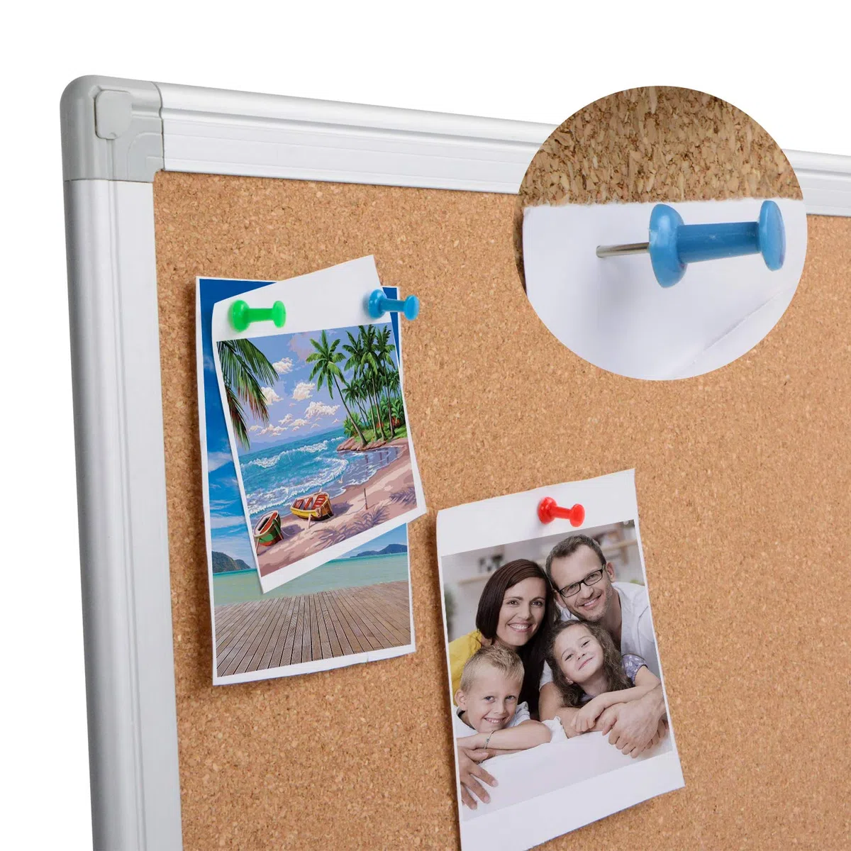 Paquete de 2 tableros de anuncios de corcho de 36 x 48 pulgadas, tablero de corcho con marco de aluminio plateado de 4 x 3, tablero de oficina para corcho de pared, tablero de anuncios grande
