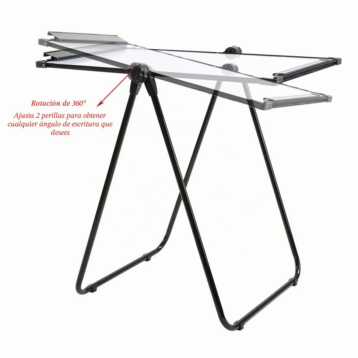 DOEWORKS Pizarra Blanca Caballete 90 x 60cm con U-Soporte, Pizarra Magnética de Doble Cara, Altura Ajustable & Plegable para Hogar Escuela Oficina, Negro
