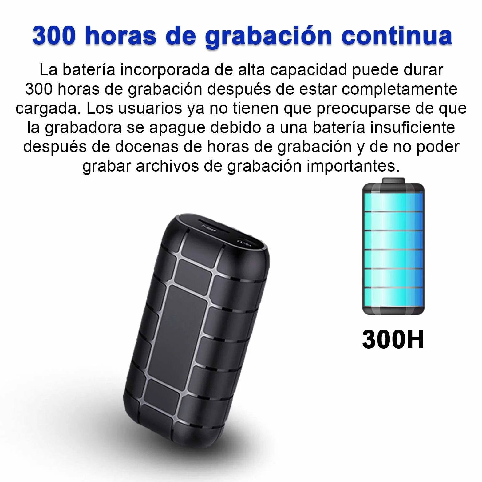 Grabadora de Audio Digital STTWUNAKE 128G, Batería de 12 Días, 2000 Horas, Activación por Voz