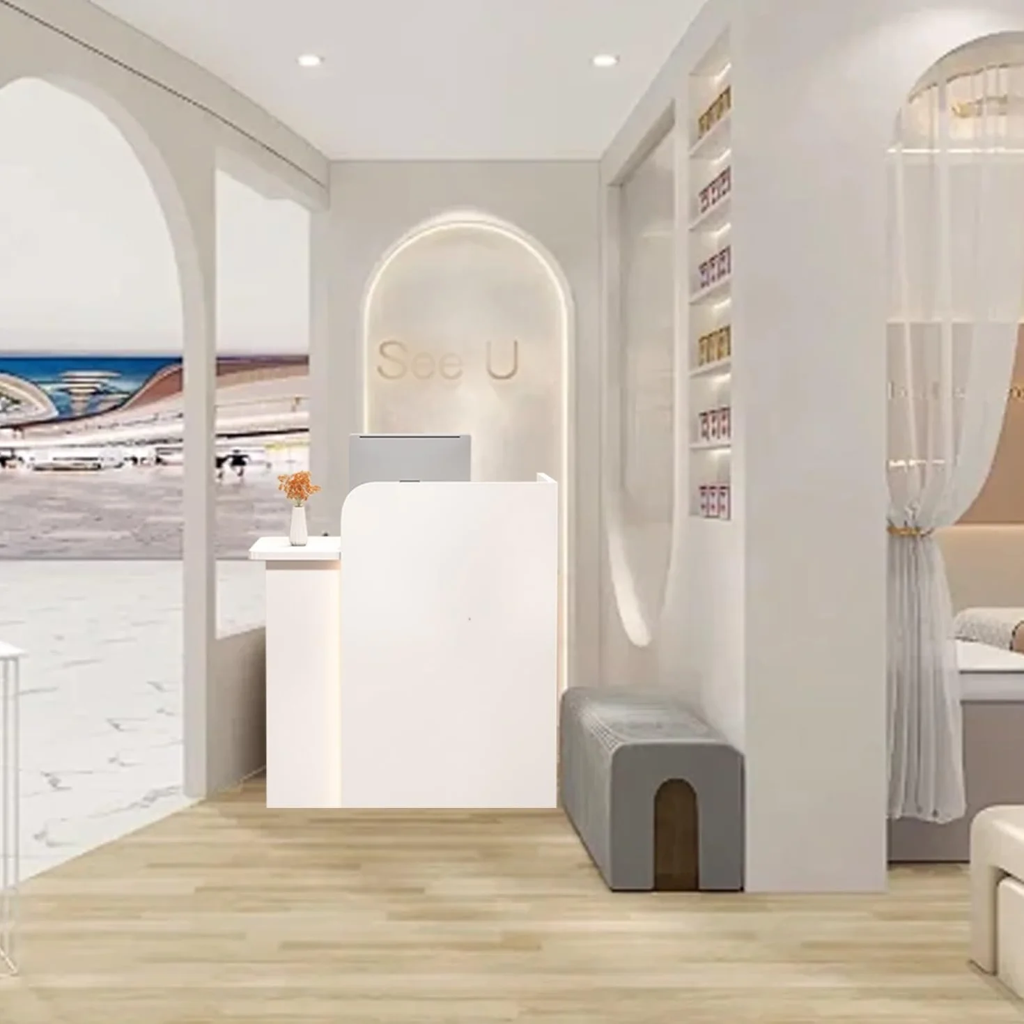 Mostradores para Tiendas,Mostrador Recepcion Moderno,Recepciones Peluqueria,Mesa de Recepción con Cajón Cerradura,Mueble de Recepción,para Oficina Comercio Hotele Salones de Belleza(Wit,60X45X100CM)