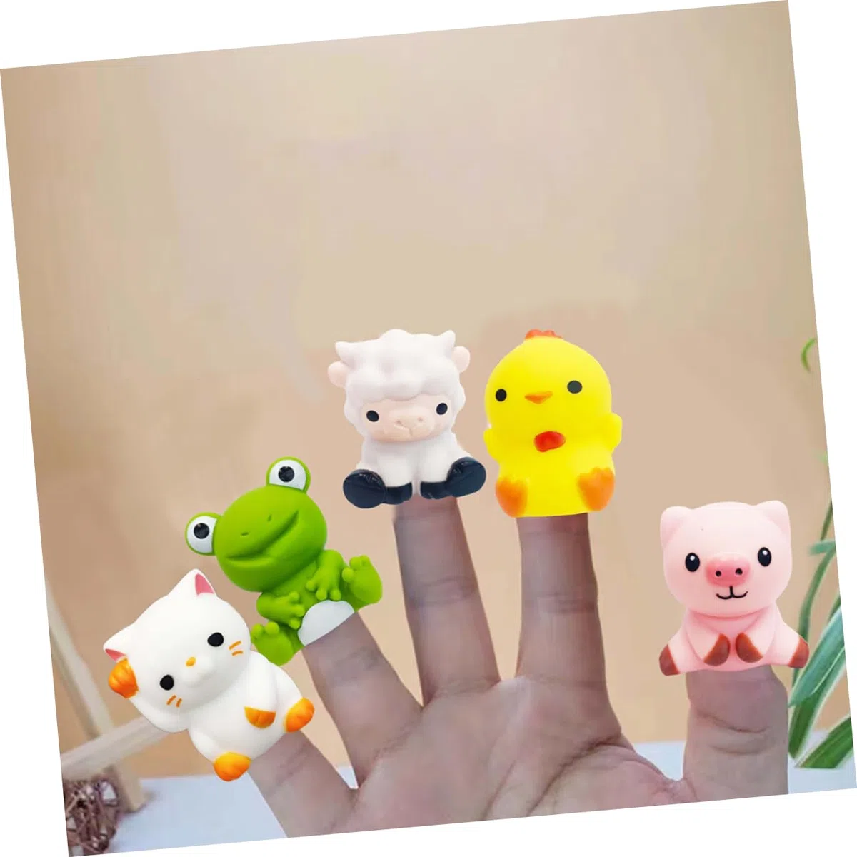 Angoily Marionetas de Dedo de Animales Granja 10 Piezas Flexibles Plásticas Color Mezclado para Juego Educativo y Desarrollo Sensorial Infantil Varios estilos