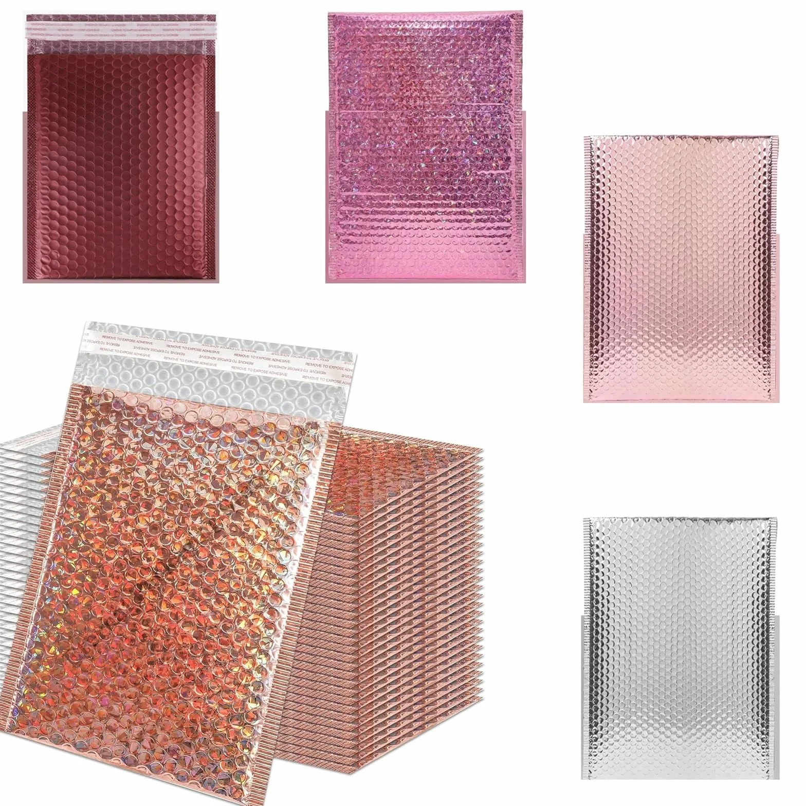 Sobre de correo burbujas holográficas, 30 Uds., grueso | Bolso acolchado impermeable del paquete de los sobres de la protección for el envío(Wine red,20*25cm)