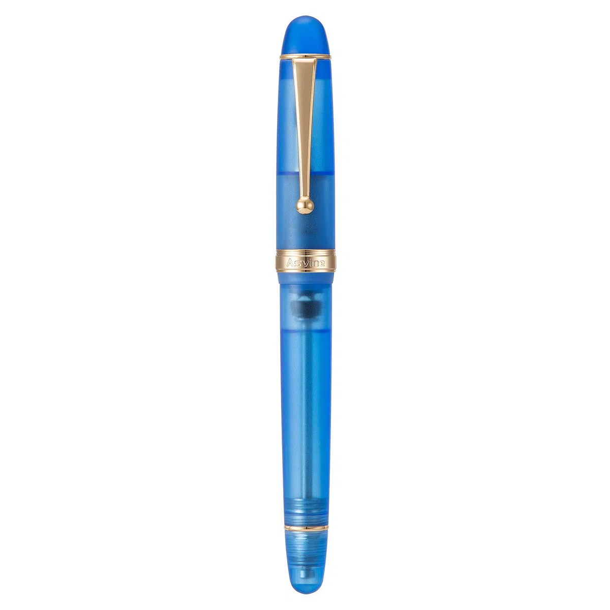 Asvine V126 Bolígrafo de llenado de vacío, Pluma corta de acrílico azul helado de 1,1 mm para caligrafía, arte y dibujo con estuche