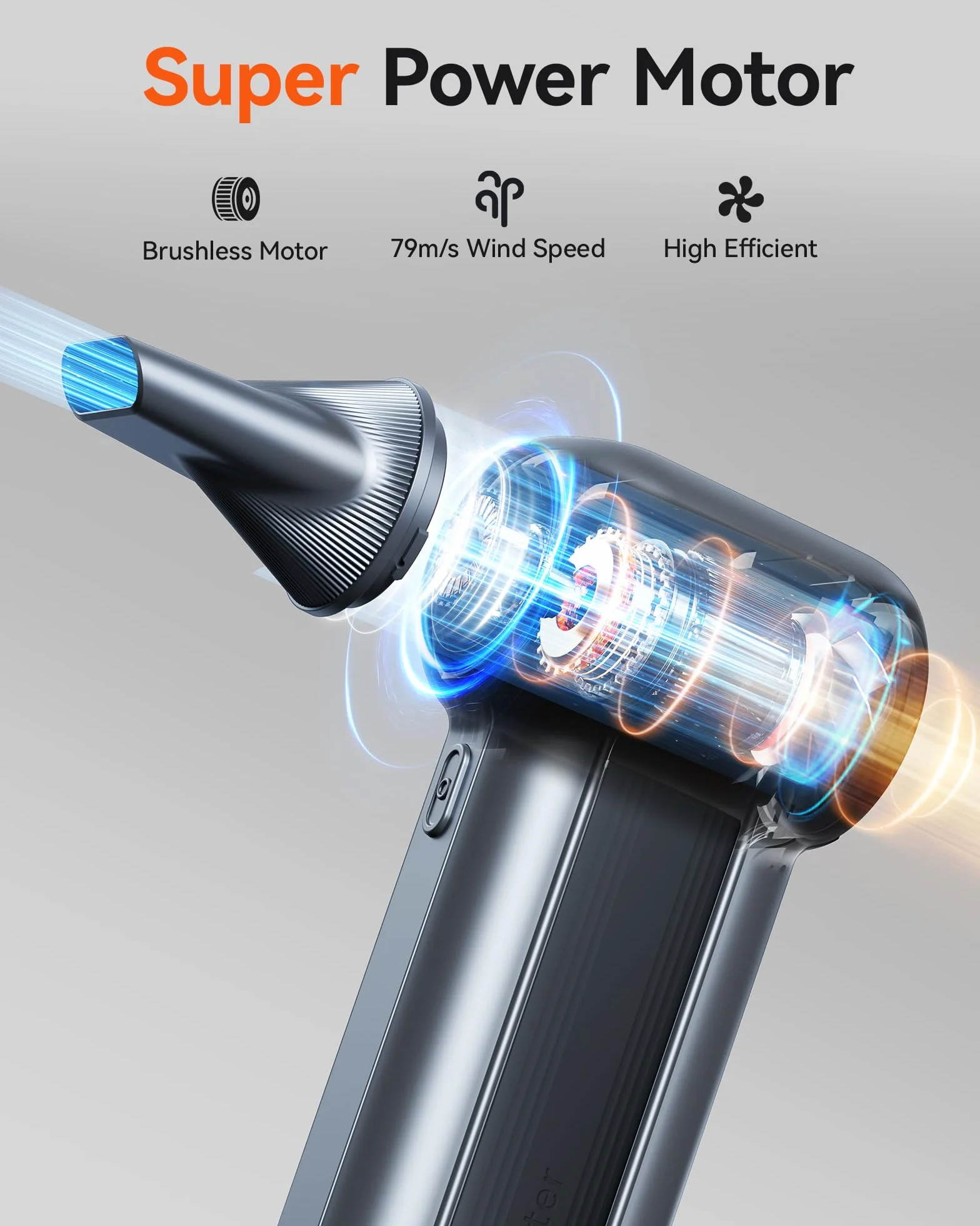 WOLFBOX MF100 plumero eléctrico de aire-150000RPM Super Power inalámbrico plumero de aire, motor sin escobillas recargable, 3-Gear ajustable soplador de polvo para el ordenador, teclado, casa y coche
