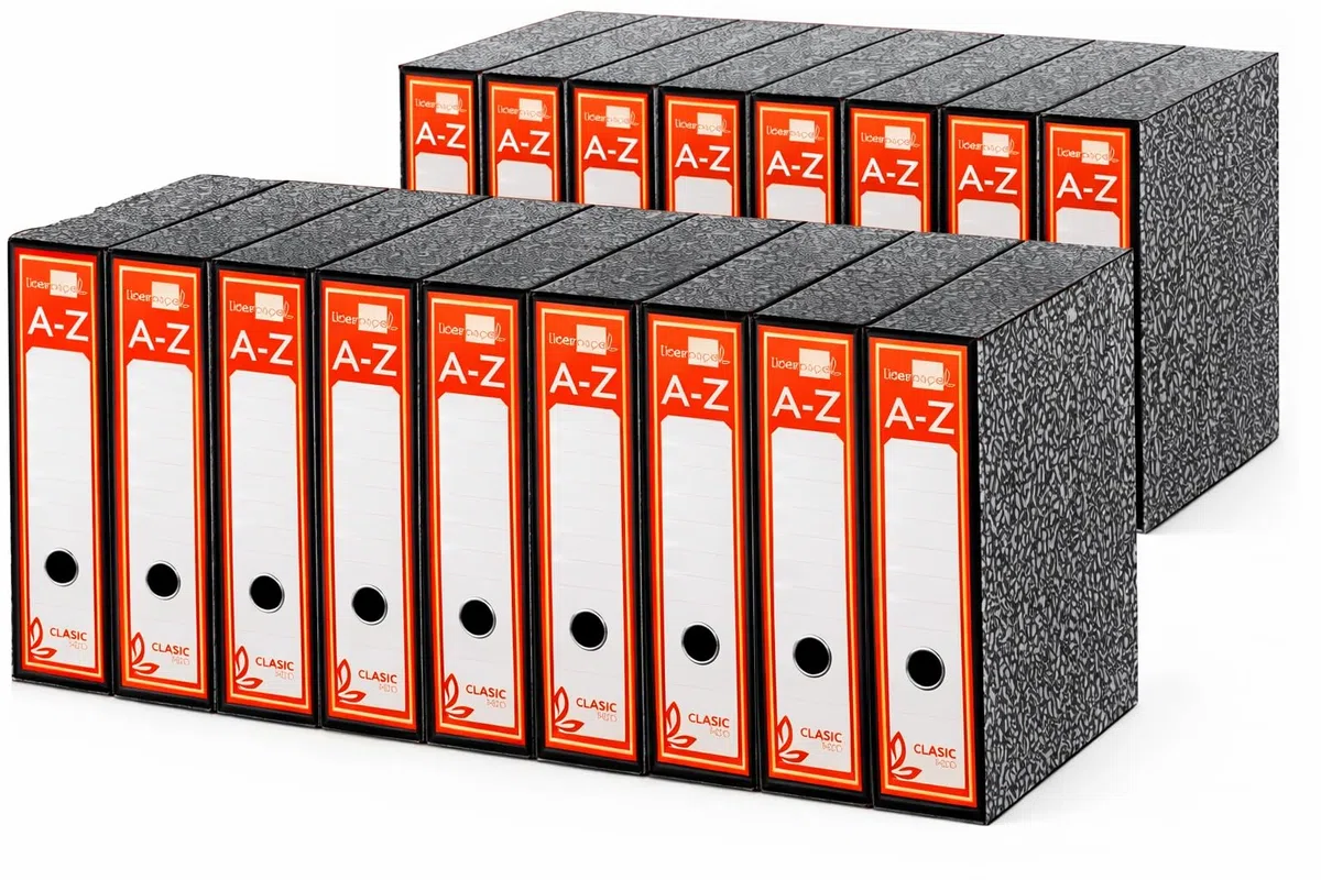 Archivador Folio 2 Anillas con Caja – Pack 24 Profesional Oficina | Alta Capacidad para Gestorías y Empresas – OFFICEPAPER