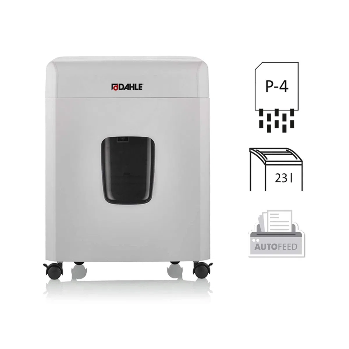 Dahle Trituradora de papel ShredMatic 90 Autofeed (90 hojas, P-4, corte de partículas, sin aceite ni mantenimiento, alimentación automática de papel) gris claro/gris polvoriento