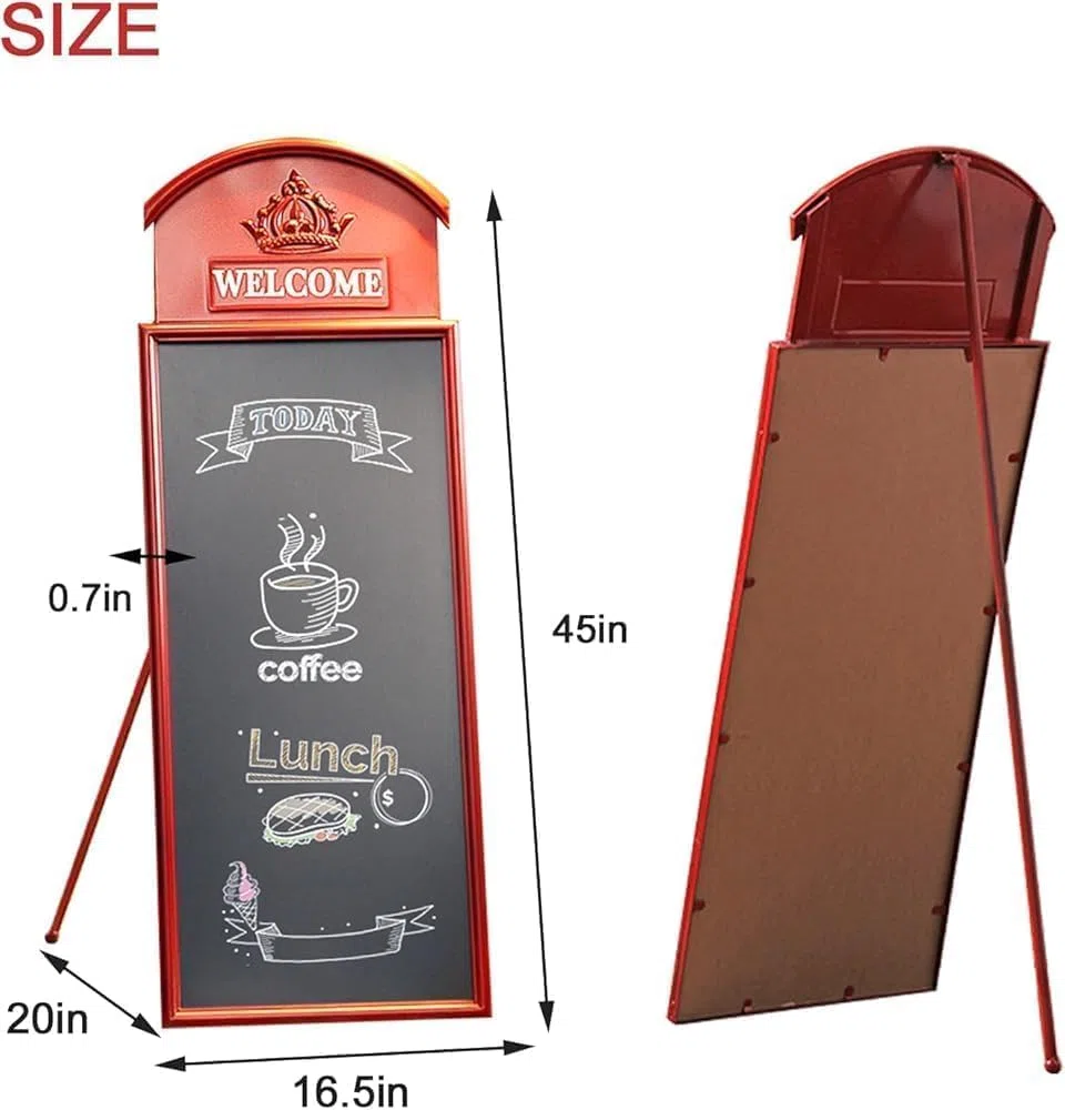 Plantillas de tiza rústicas para acera, pizarrón de hierro para montar en la pared, exhibición de menú para restaurantes, negocios, letreros de pizarra de bar, tablero de mensajes de café
