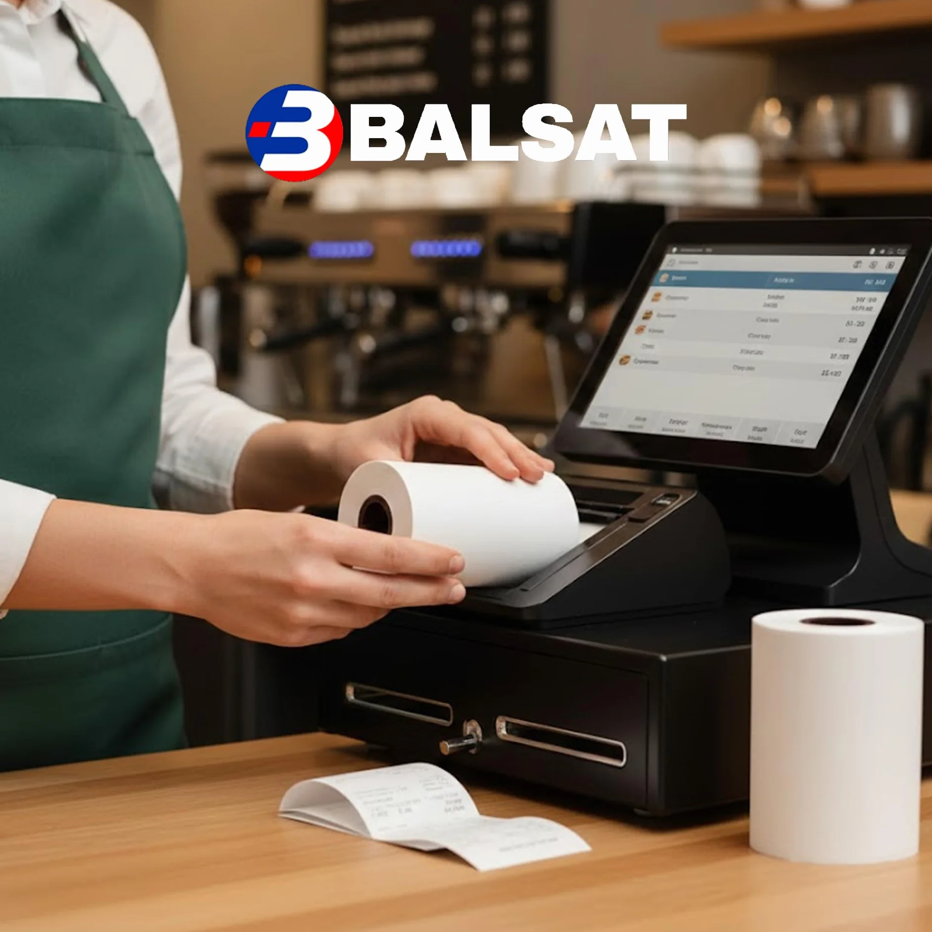 BALSAT 100 Rollos de Papel Térmico 57 x 40 mm | Para Impresora de Tickets | Papel de Impresora Térmica, Tpv Comercio, Caja Registradora | Rollo de Papel para Papel Datáfono de Calidad, Sin BPA
