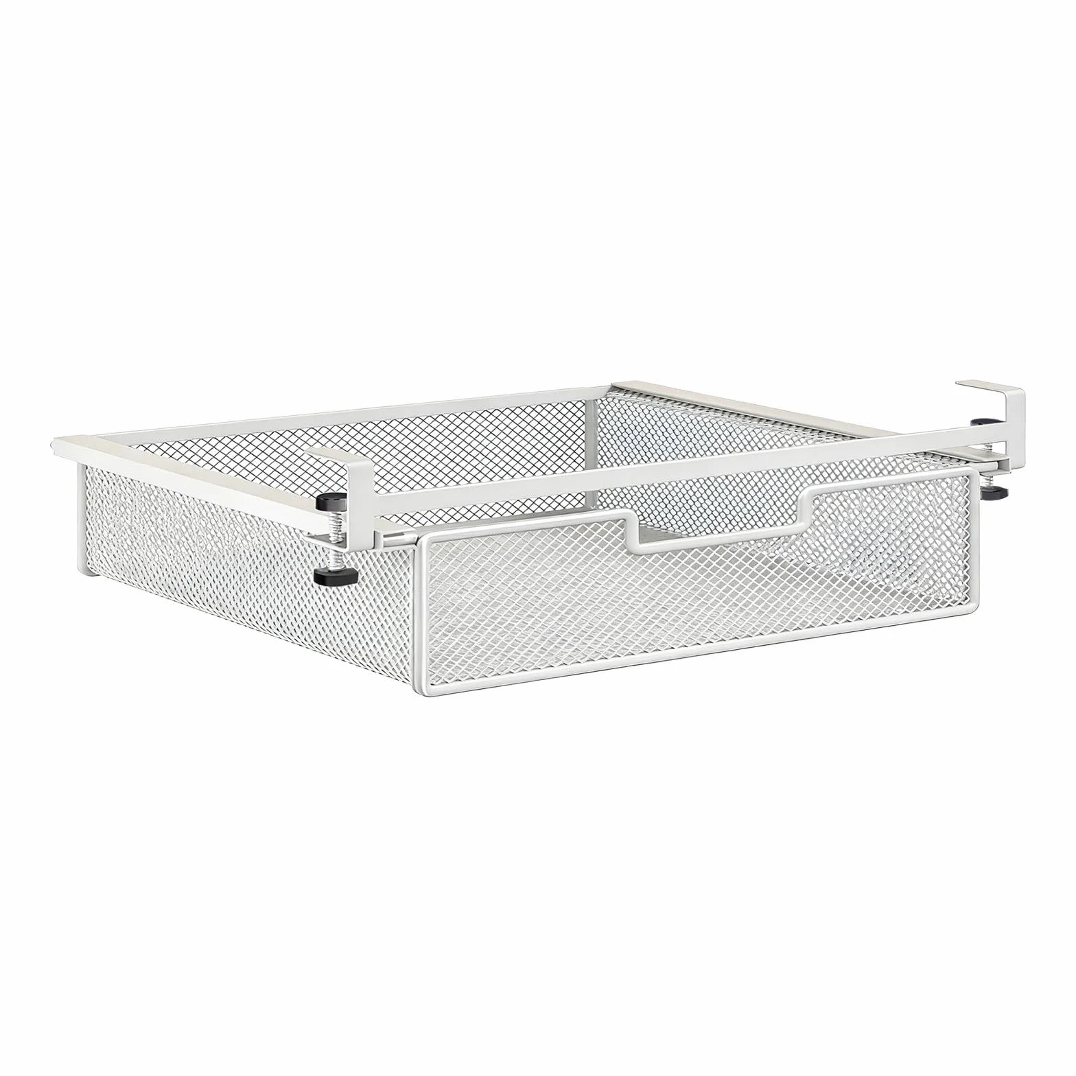 Cajón Bajo Mesa Organizador Estante Colgante Metálico Diseño Deslizante Capacidad Ampliada Adecuado para Oficina Cocina Habitación Armario Despensa Es, White L