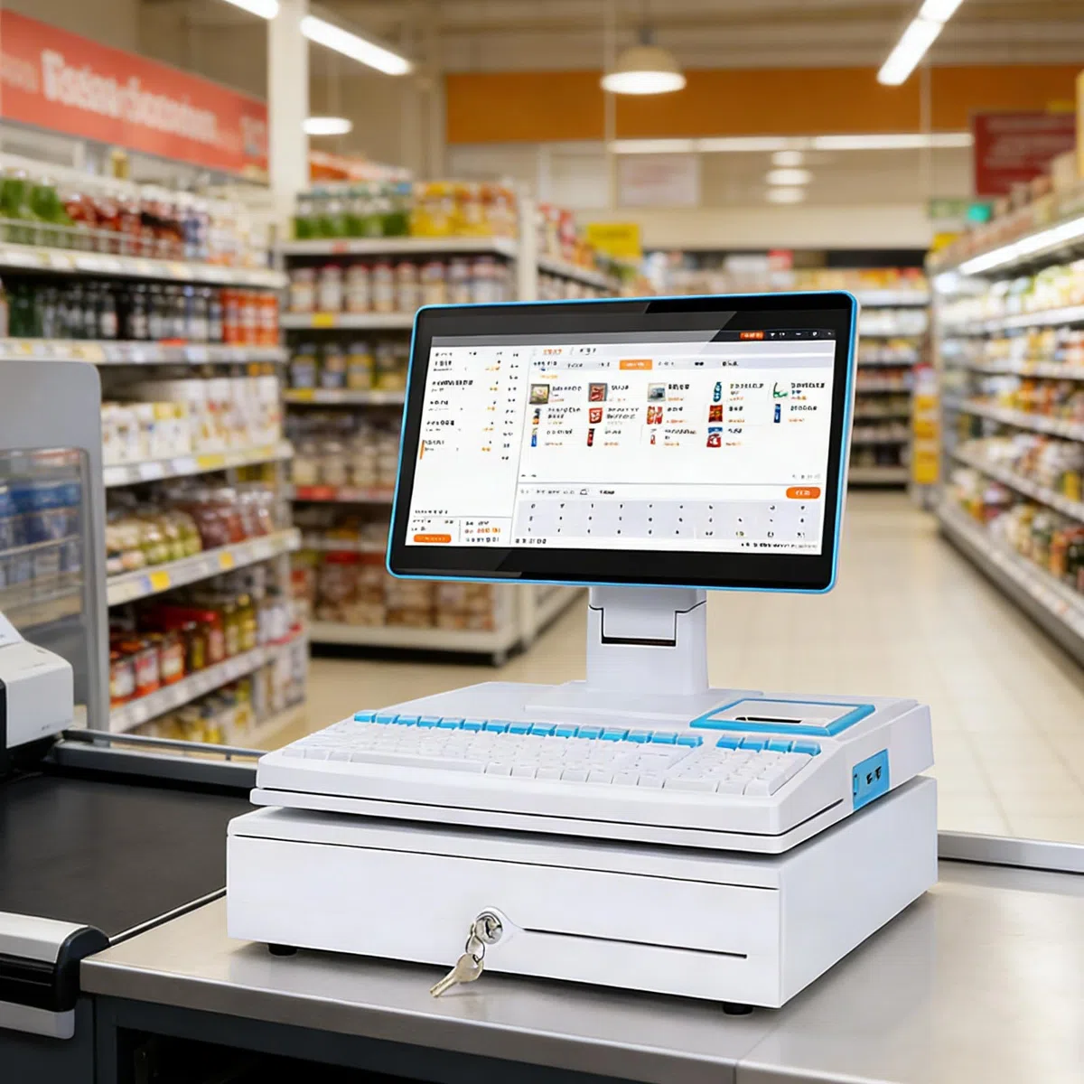 15.6" Caja Registradora, Caja Registradora, con Pantalla Táctil, Caja Registradora Todo En Uno, 8 GB De Ram, 128 GB De Almacenamiento, para Restaurantes, Pequeñas Empresas White