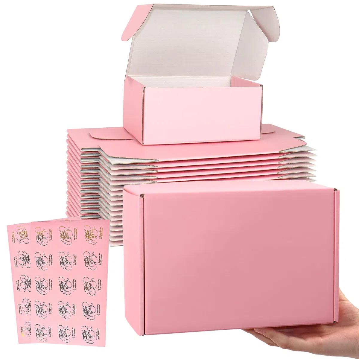 Cajas de envío para embalaje, cajas de cartón corrugado rosa de 9 x 6 x 4 pulgadas, 20 paquetes de cajas de correo medianas para pequeñas empresas