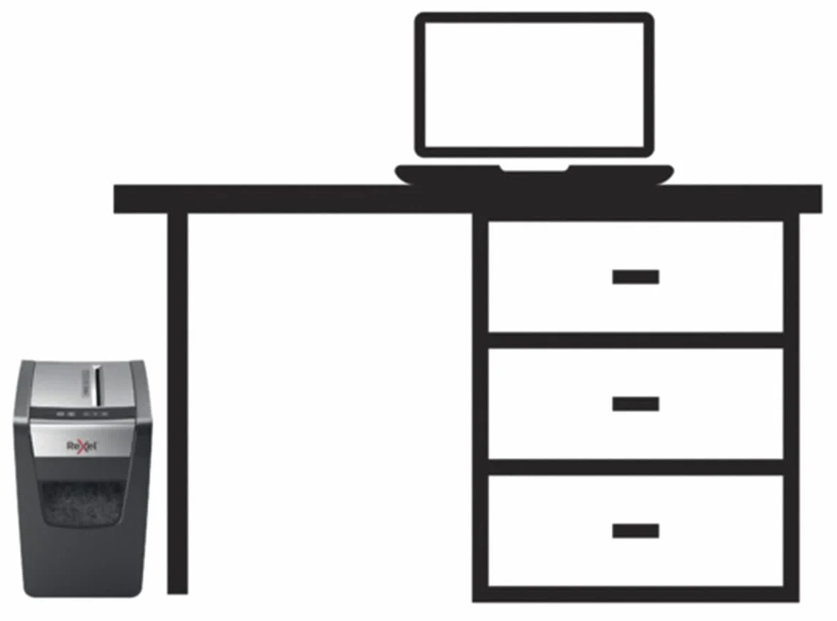 Rexel Momentum X312-SL Slimline 2104574 - Destructora de papel de corte en confeti, destruye 12 hojas simultáneamente, papelera 23 l, negro