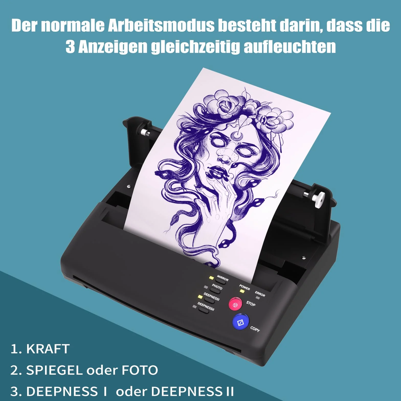 Termocopiadora Tattoo Impresora Tattoo con 20 Piezas de Papel de Transferencia para Tatuaje