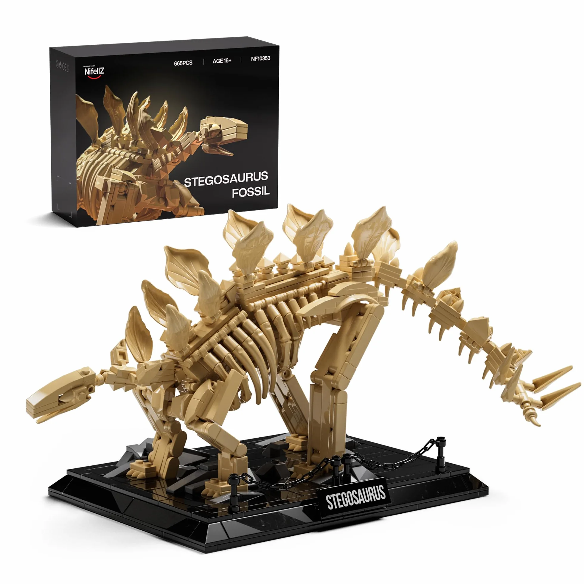 Nifeliz Fósiles de Dinosaurio Stegosaurus Decoracion Kit de Construcción, Dinosaurio de Construcción Maqueta para Hombres y Mujeres, Regalo Coleccionable para Adultos (665 Piezas, NF10353)