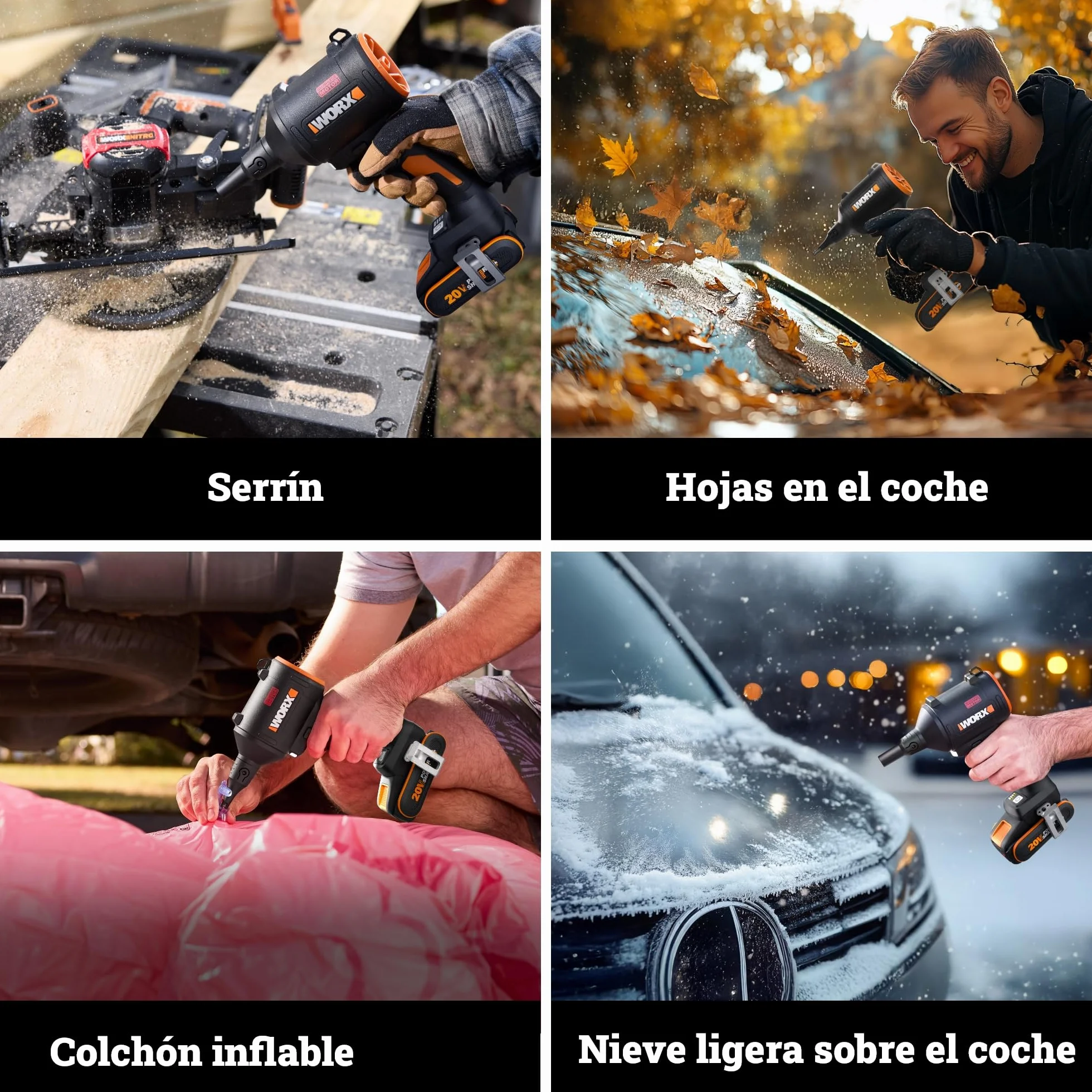 WORX 20V soplador de Polvo inalámbrico con Motor sin escobillas – colector de Polvo eléctrico para Limpieza, soplador de Aire comprimido (WX099 con batería y Cargador)
