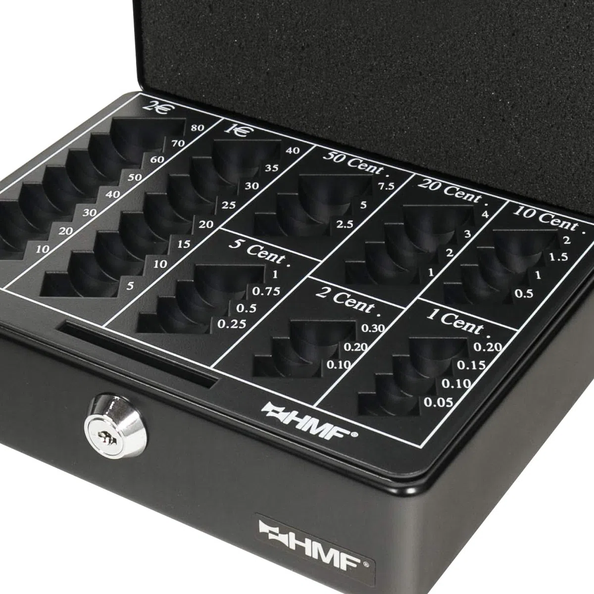 HMF 308-02 Caja de caudales, para monedas 20 x 16 x 9 cm, negro