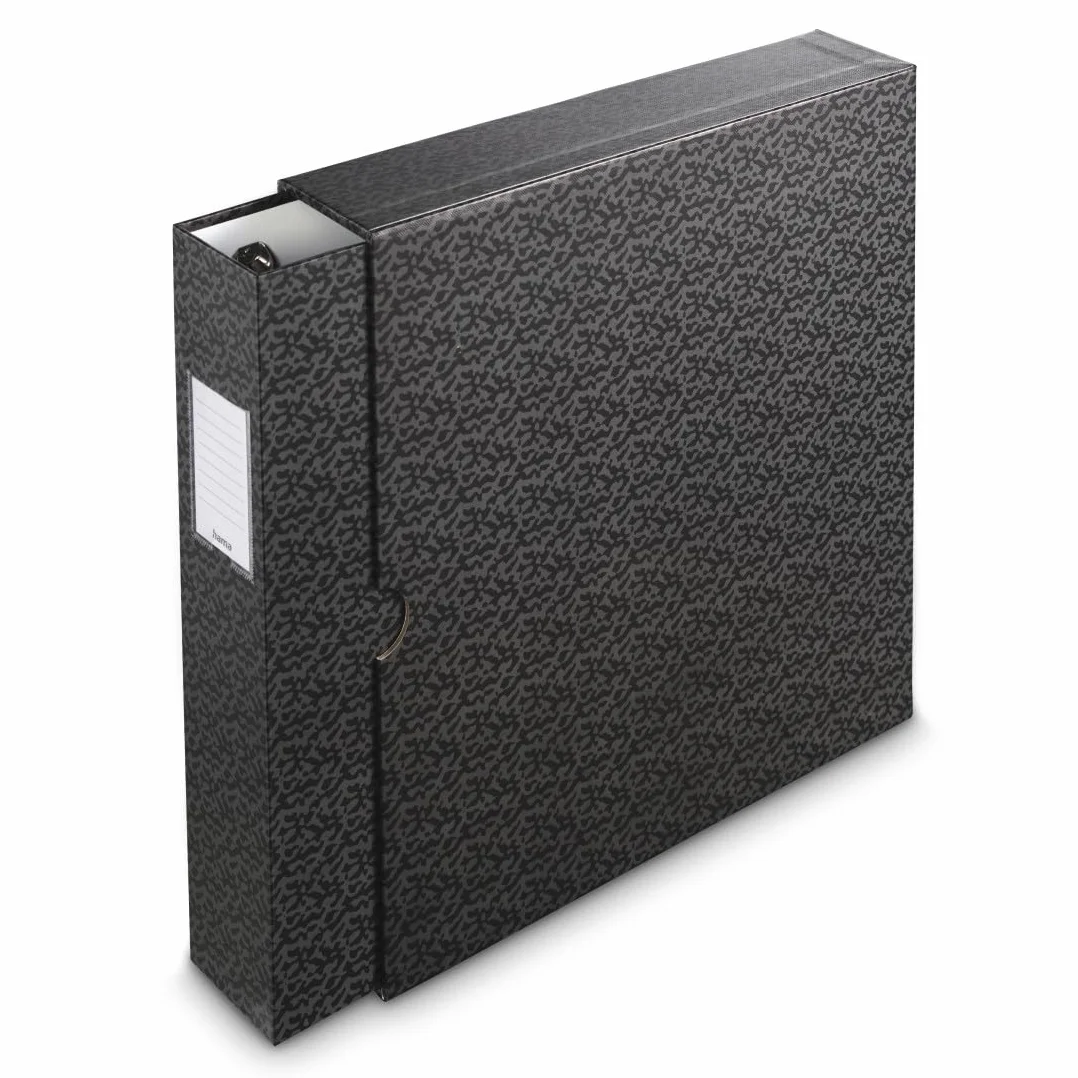Archivador con mecanismo de 4 anillas, ancho. 70 mm, con estuche, negro/gris
