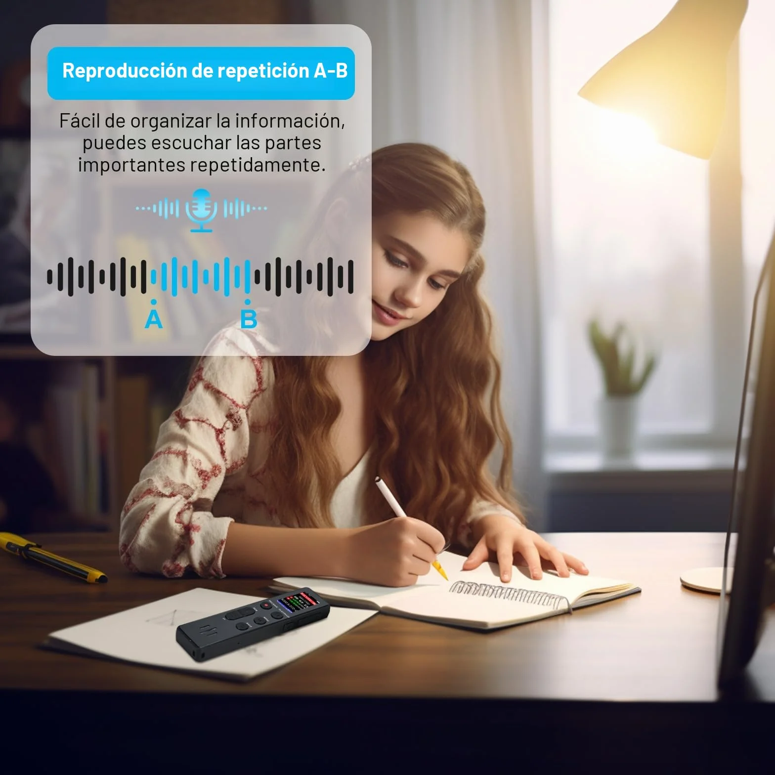Grabadora de Voz COVVY 64 GB Activada por Voz Portátil con Reproducción Mini Dispositivo de Grabación para Entrevista Clase Reunión