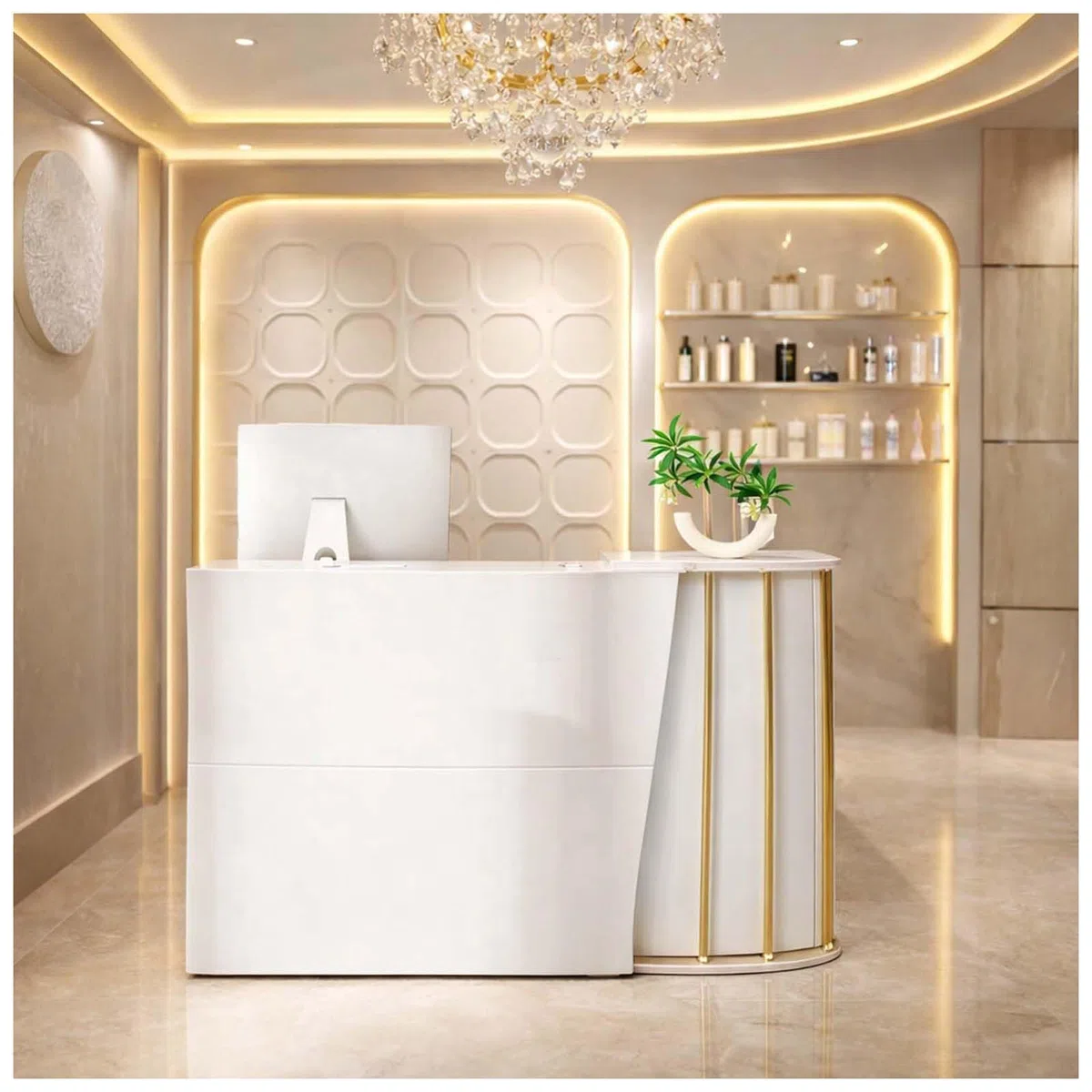 Mostrador Recepcion, Mostradores para Tiendas Mostradores Recepcion Mostrador Tienda Recepciones Peluqueria Mostrador Recepcion PequeñO Bianco 100cm