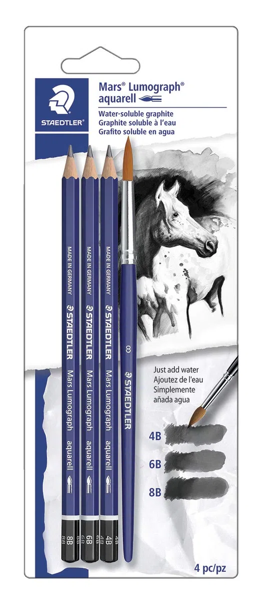 STAEDTLER Lumograph 100ASBK4 - Juego de 4 lápices (100ASBK4), color negro