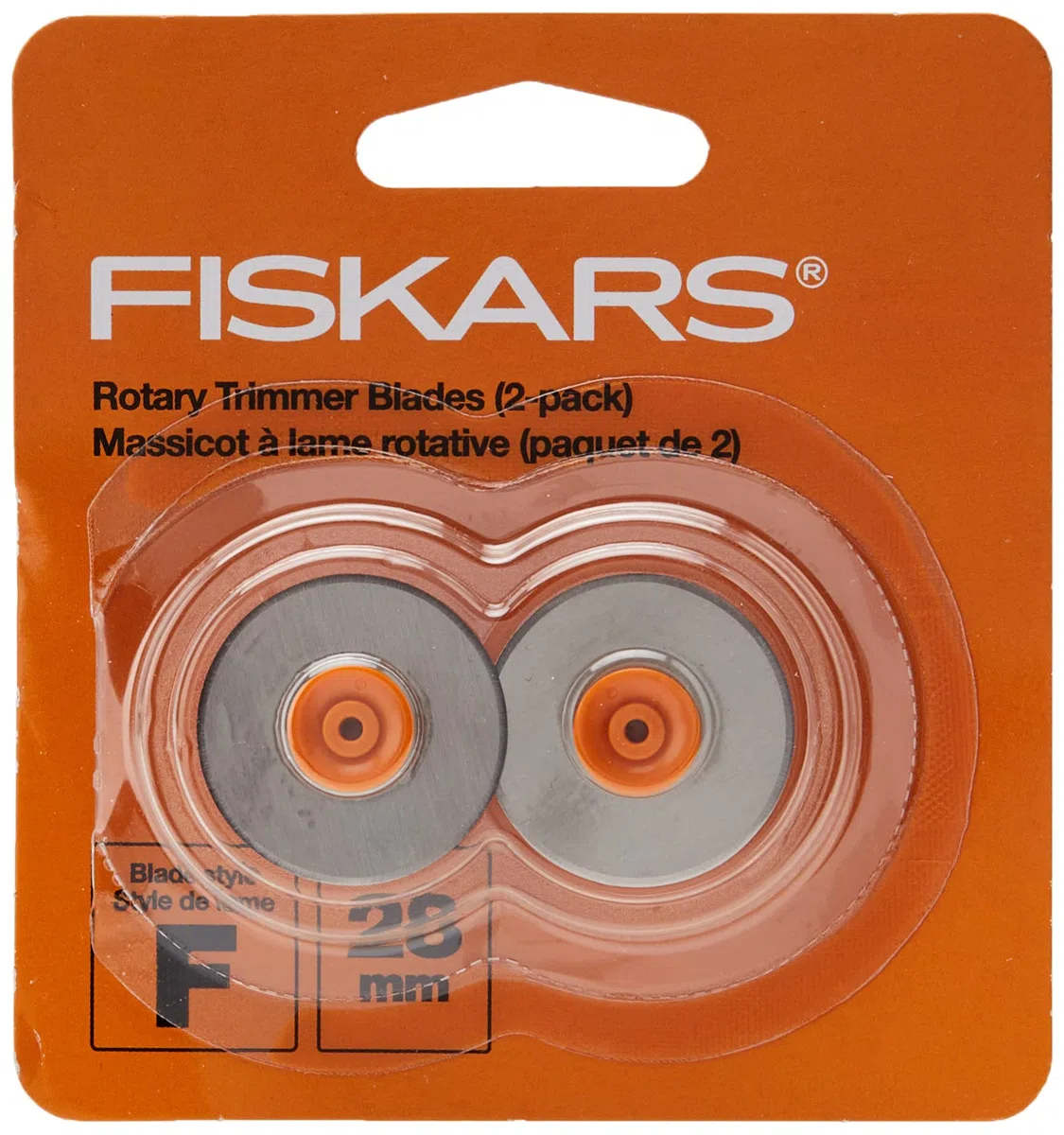 Fiskars 28 mm Recto Hoja de Repuesto cortadora de Giratorio, 2 Unidades, Plateado