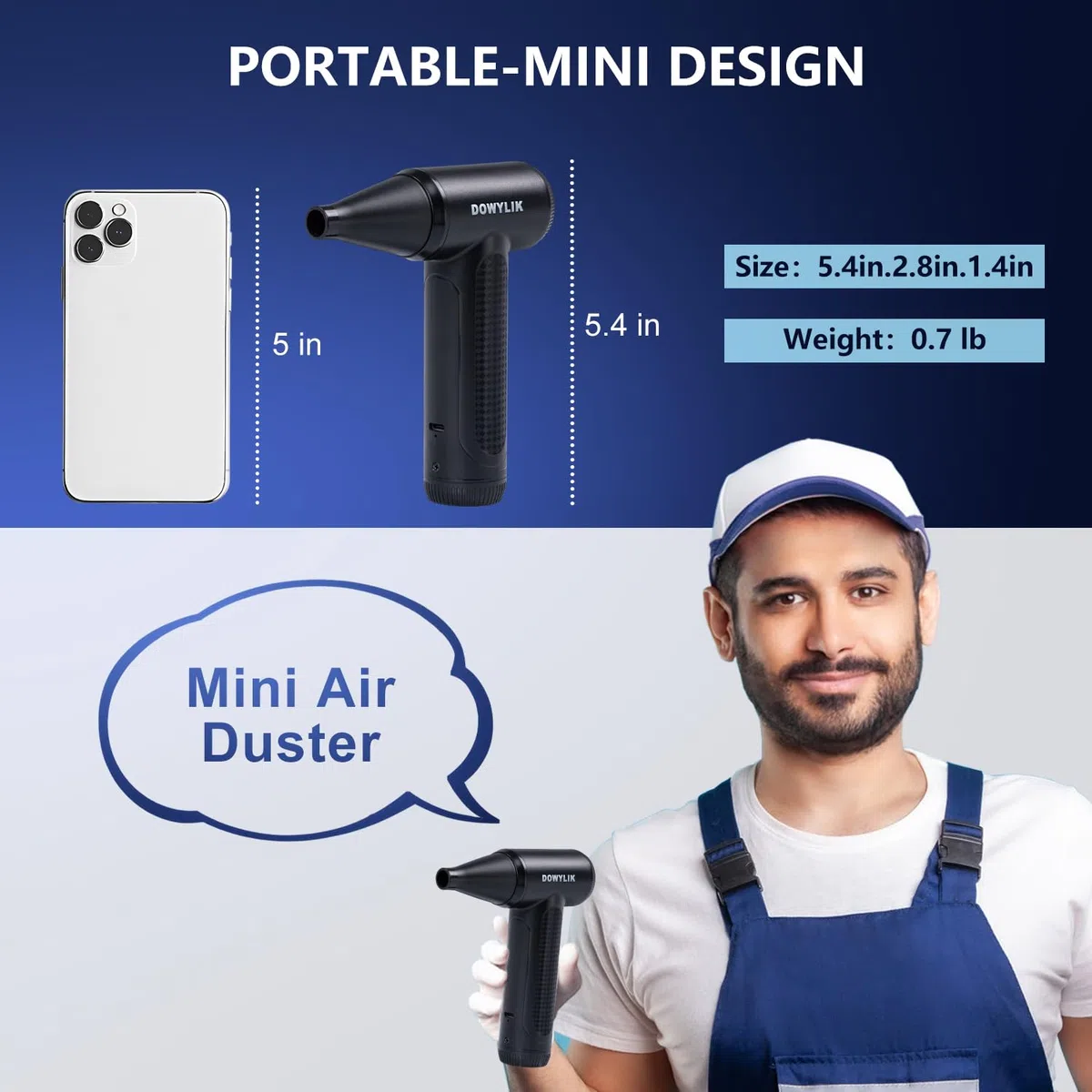 Plumero de aire comprimido, limpiador de teclado de 100000 RPM para oficina, reutilizable, buen reemplazo, mini plumero de aire inalámbrico, soplador de aire de limpieza de PC, plumero de