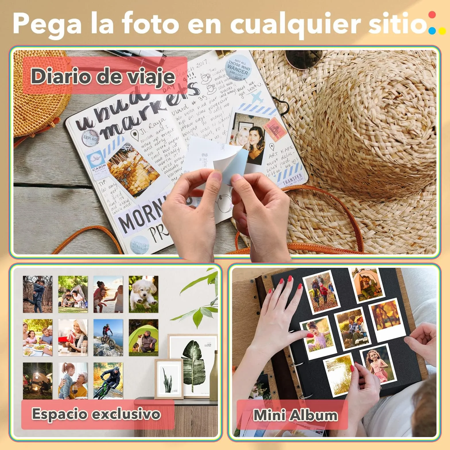 2x3' Zink 50 Hojas Papel Fotográfico con Respaldo Adhesivo, Prueba de Agua,Resistente,Las Manchas, Compatible para Liene Pearl K100 Mini Impresora Fotos Movil, Papel Fotos Instantáneopara Clipart
