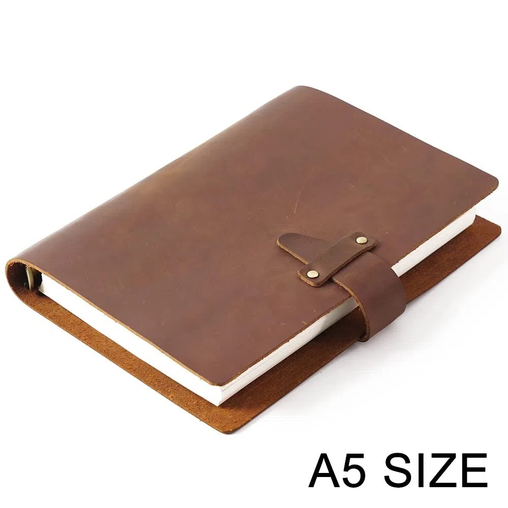 Cuaderno con anillo de cuero A5, diario en espiral, carpeta de latón, diario, boceto, Agenda, planificador, papelería