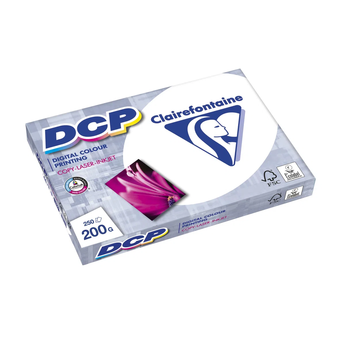 Clairefontaine 1807C - Caja de papel Digital Color Printing contiene 4 packs. - A4, 200g/m2, Total de hojas por caja: 1000 - Color: Blanco (170 CIE)