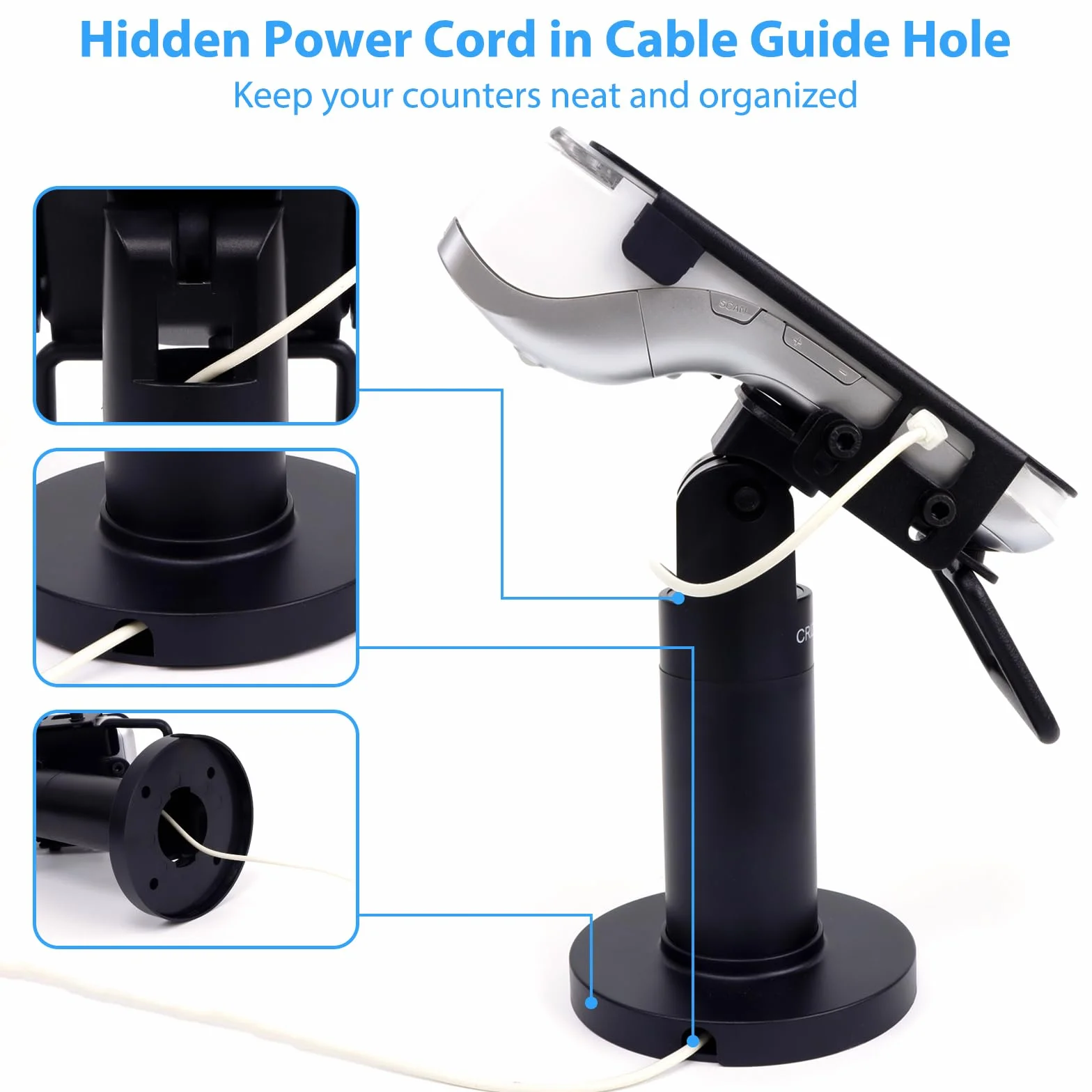Soporte de terminal de tarjeta de crédito para Pax A920 / A920 Pro, soporte de máquina de tarjetas de crédito de 7 pulgadas de alto, soporte giratorio e inclinable para terminal de pago de
