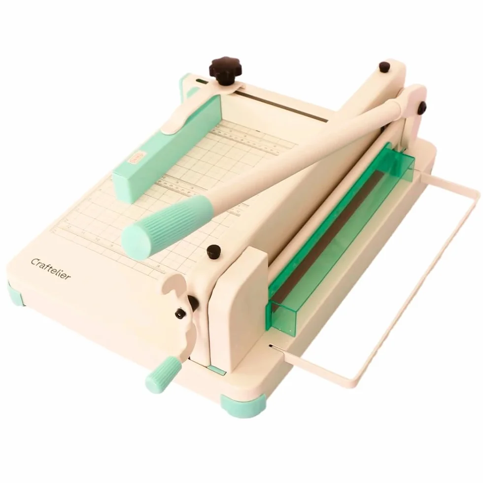 Craftelier – Cortadora de Papel A4 (30 cm), Corte Preciso hasta 400 Hojas, Guillotina Profesional Industrial con Doble Sistema de Seguridad y Estructura de Acero Reforzado para Grandes Trabajos