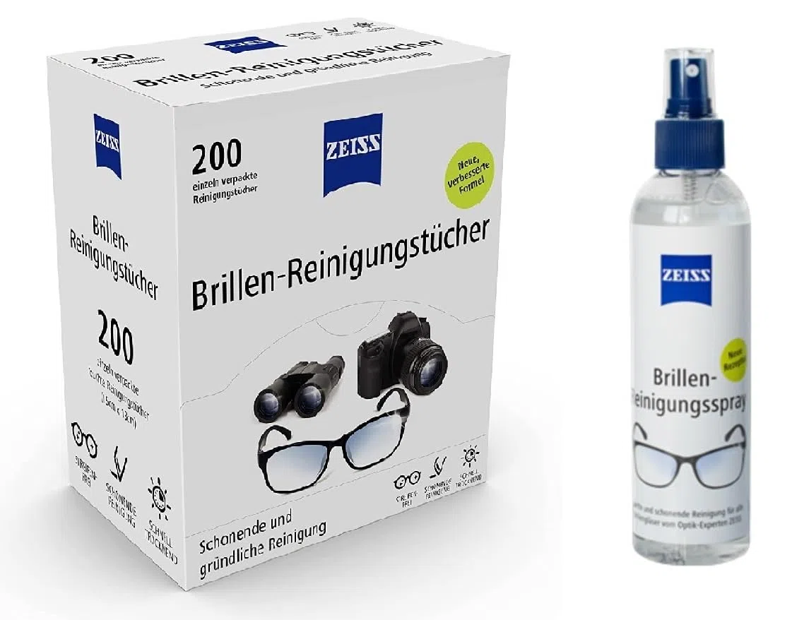 Paule & Knopf ZEISS XL Box - 200 toallitas limpiadoras para gafas + spray limpiador de 240 ml