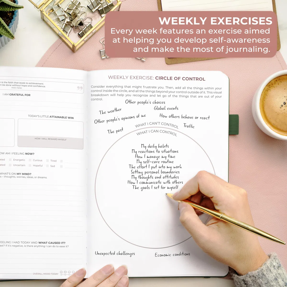 Clever Fox Inner Peace Journal – Diario guiado para aliviar el estrés y la ansiedad con indicaciones – Cuaderno de curación y autodescubrimiento para mujeres y hombres (verde bosque)