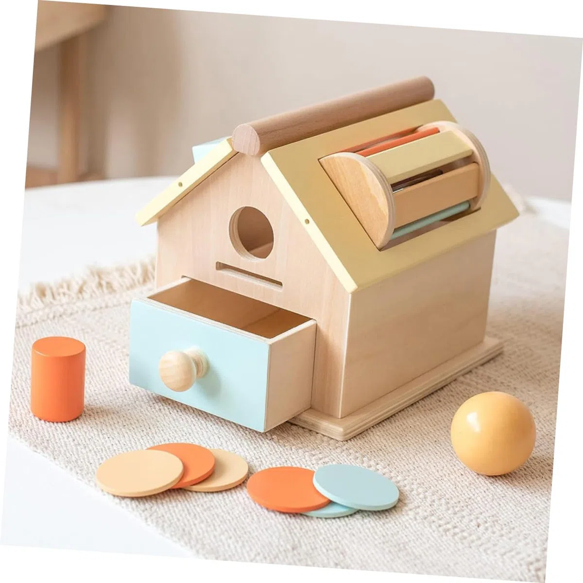 SUPVOX Juguete Educativo Montessori para Niños de 1 a 3 Años, Caja de Madera para Concentración y Entrenamiento Lógico en Educación Temprana
