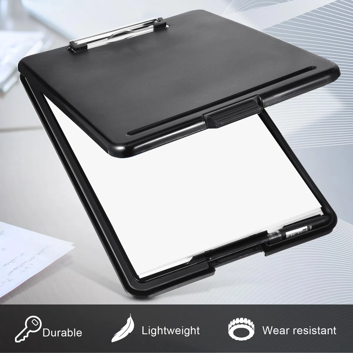 Geyee 8 portapapeles con almacenamiento tamaño carta, portapapeles plegables de enfermería con soporte para bolígrafos, tablero de plástico con clip de perfil bajo para estudiantes, profesores,
