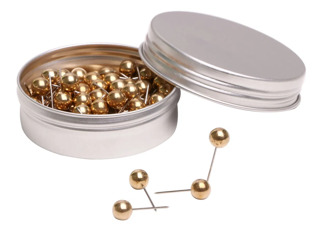 Tupalizy 100 Tachuelas pequeñas de Cabeza Redonda de 1/4 Pulgadas para Uso en el hogar, Oficina, tablón de anuncios, Corcho y proyectos de Manualidades (Dorado)