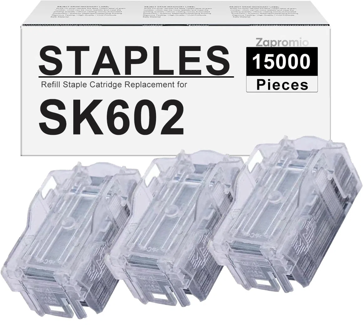 Paquete de 3 cartuchos de grapas SK602 compatibles con Konica Minolta 14YK SK-602 SK602 SK602 (3 cartuchos x 5.000 grapas cada uno)