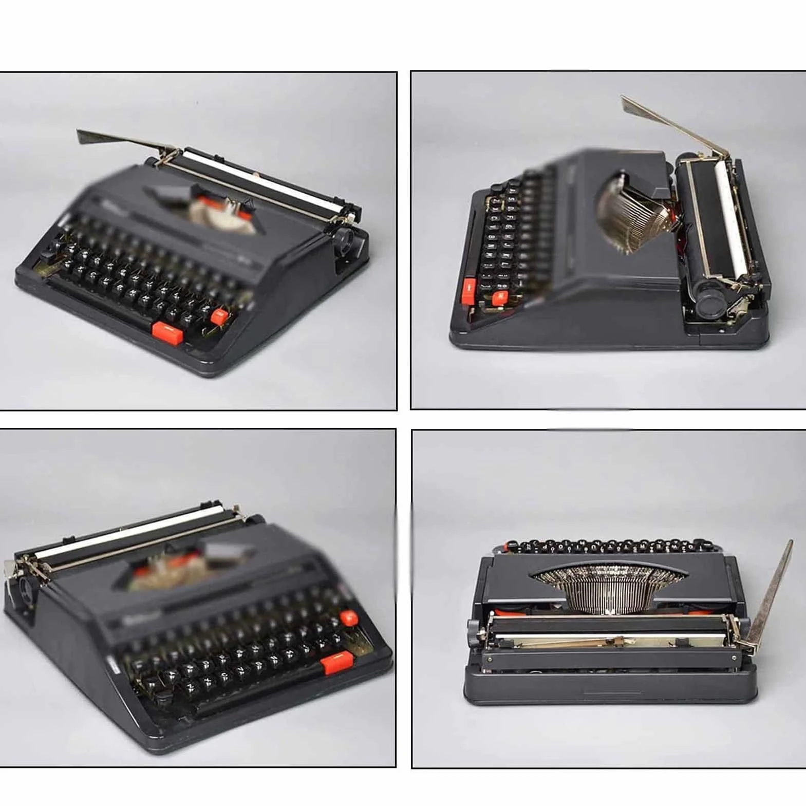 Máquina de escribir vintage, perfecta para escribir novelas en cualquier lugar, máquina de escribir manual retro en rojo y negro con teclado inglés, ideal para escritores aventureros en la selva