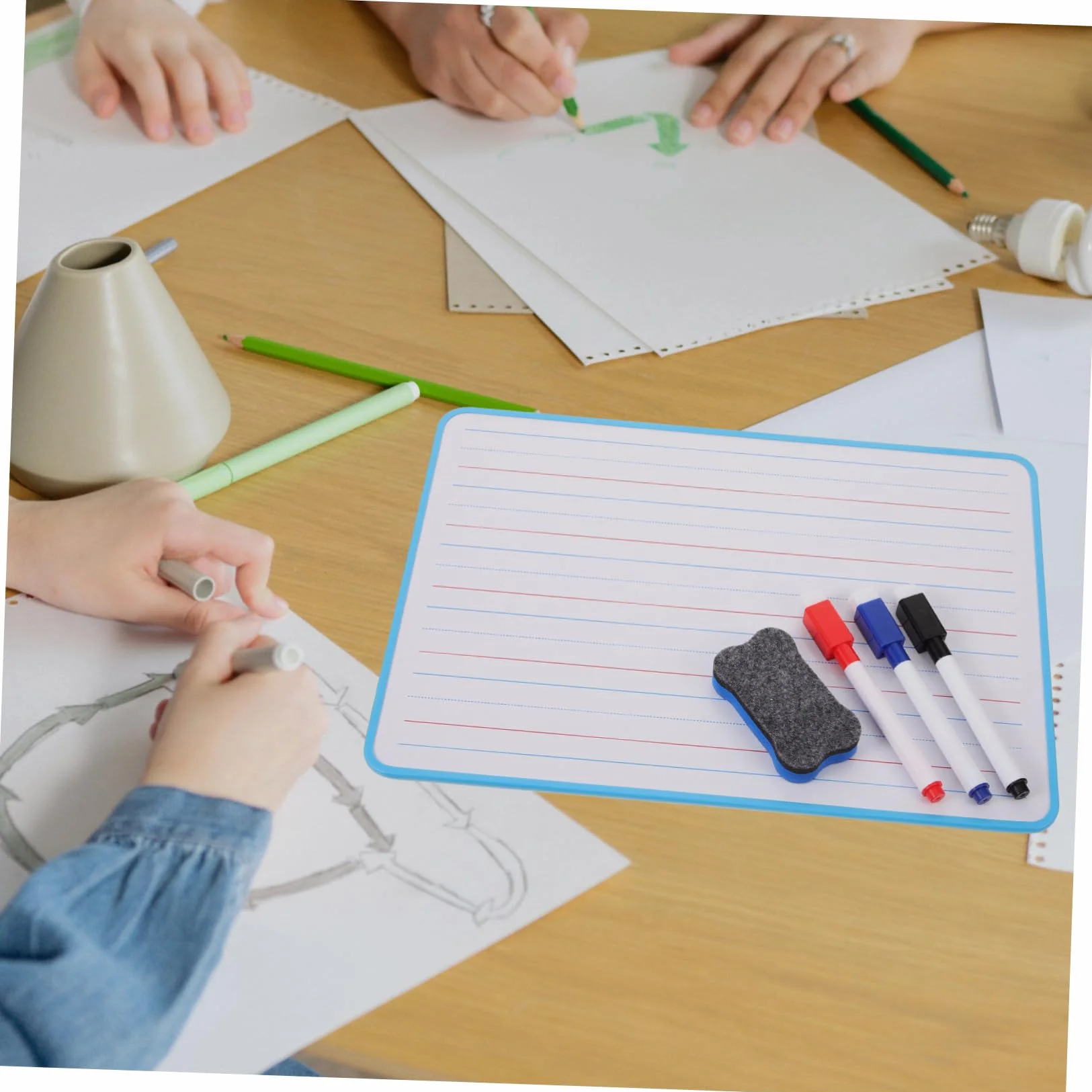 Tablero De Dibujo Para Pizarra Pequeña De Doble Cara Con Líneas Para Estudiantes Para Practicar Letras y Números Casa o Escuela