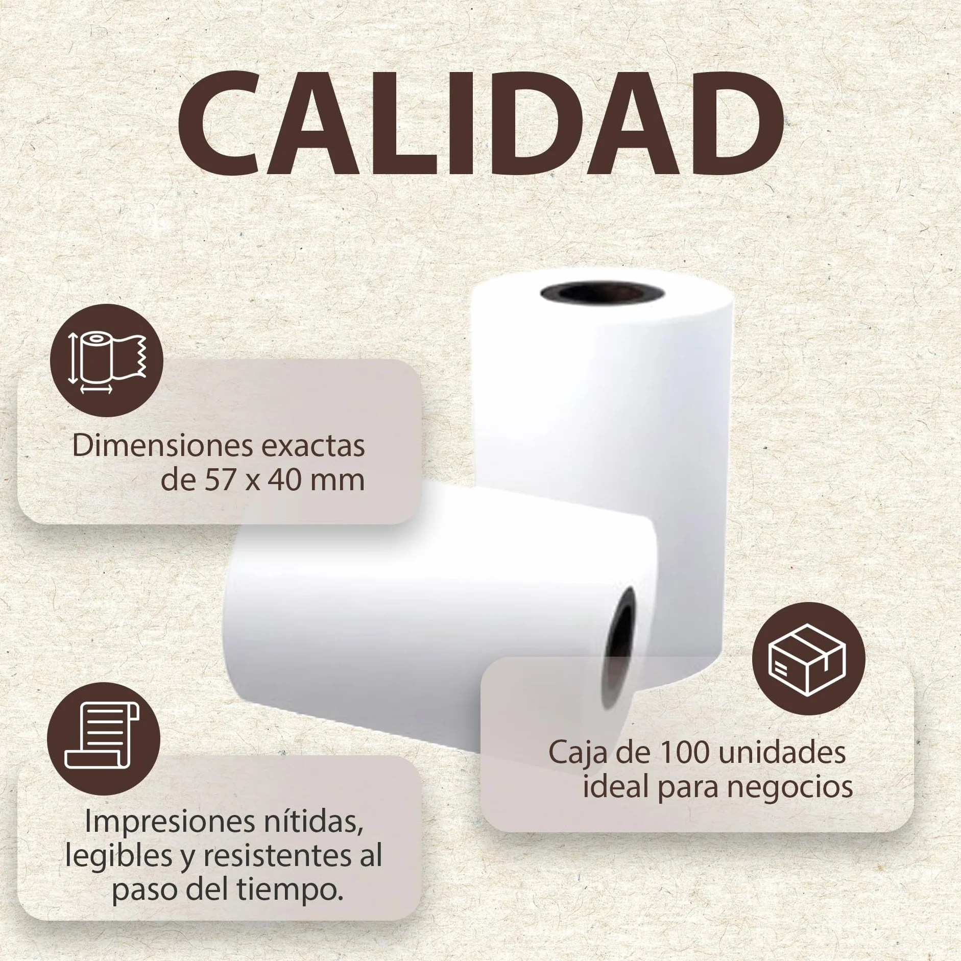 BALSAT 100 Rollos de Papel Térmico 57 x 40 mm | Para Impresora de Tickets | Papel de Impresora Térmica, Tpv Comercio, Caja Registradora | Rollo de Papel para Papel Datáfono de Calidad, Sin BPA