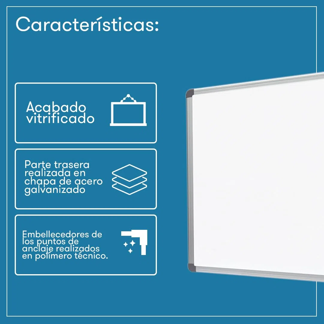 Rocada | Pizarra Blanca Magnética 90 x 60 cm - Marco de Aluminio - Borrado en Seco - Superficie Magnética - Para Oficina, Aula y Presentaciones - Fácil Limpieza