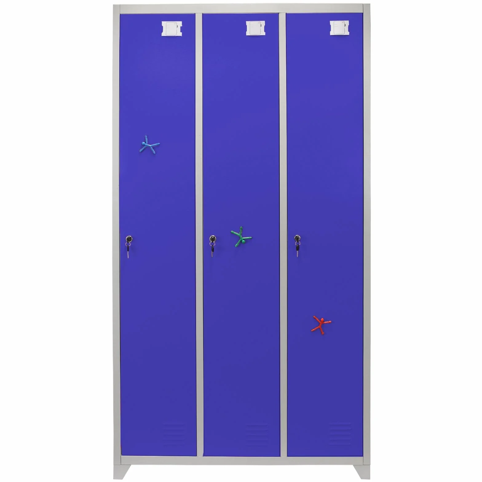 Taquilla Metálica 3 Puertas Azul 90x50x180cm Casillero Locker Organizador Oficinas Escuelas Gimnasios