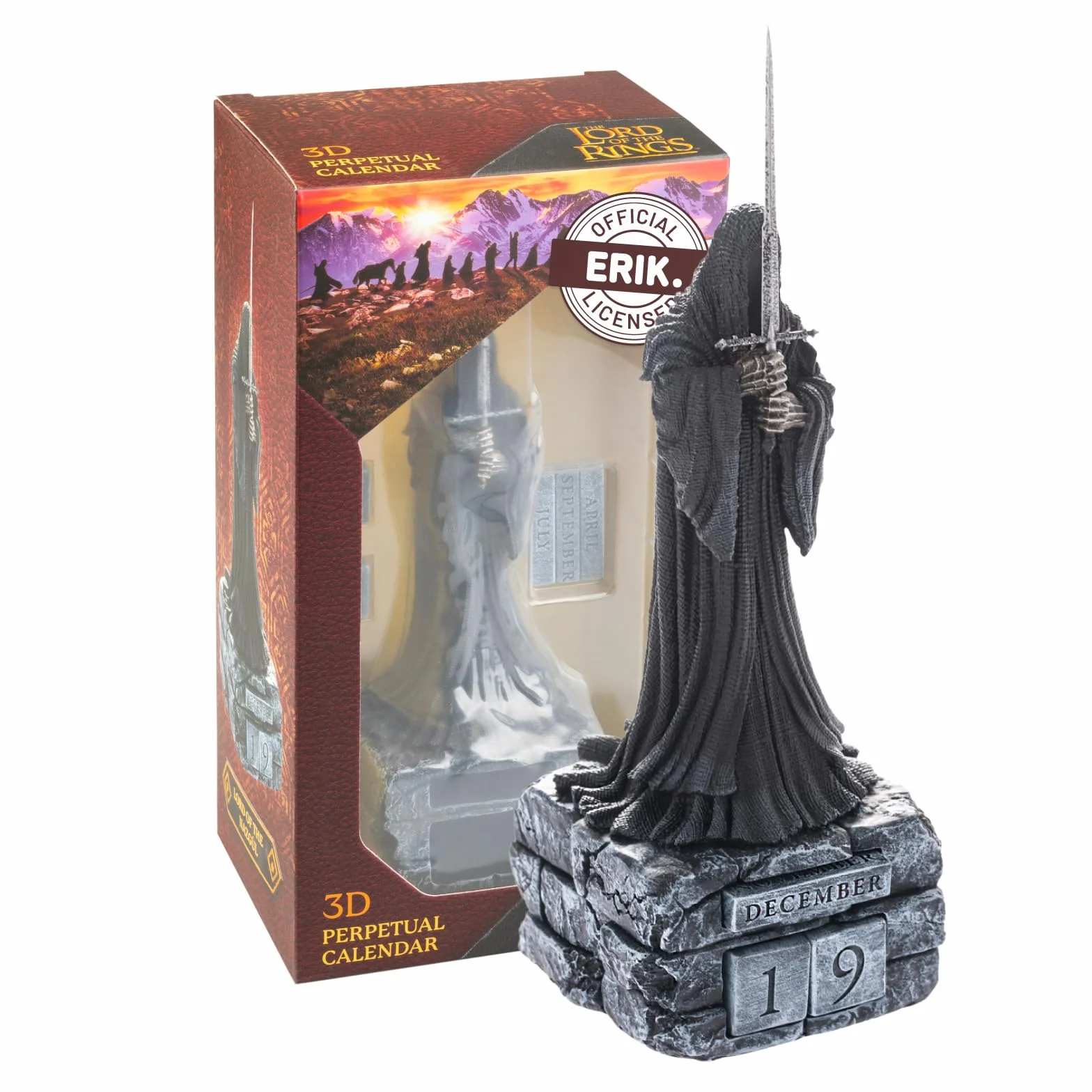 Calendario Perpetuo El Señor de los Anillos 3D - Figura Nazgûl para Decoracion Habitacion │ El Señor de los Anillos Regalos Merchandising (23x8,5cm)