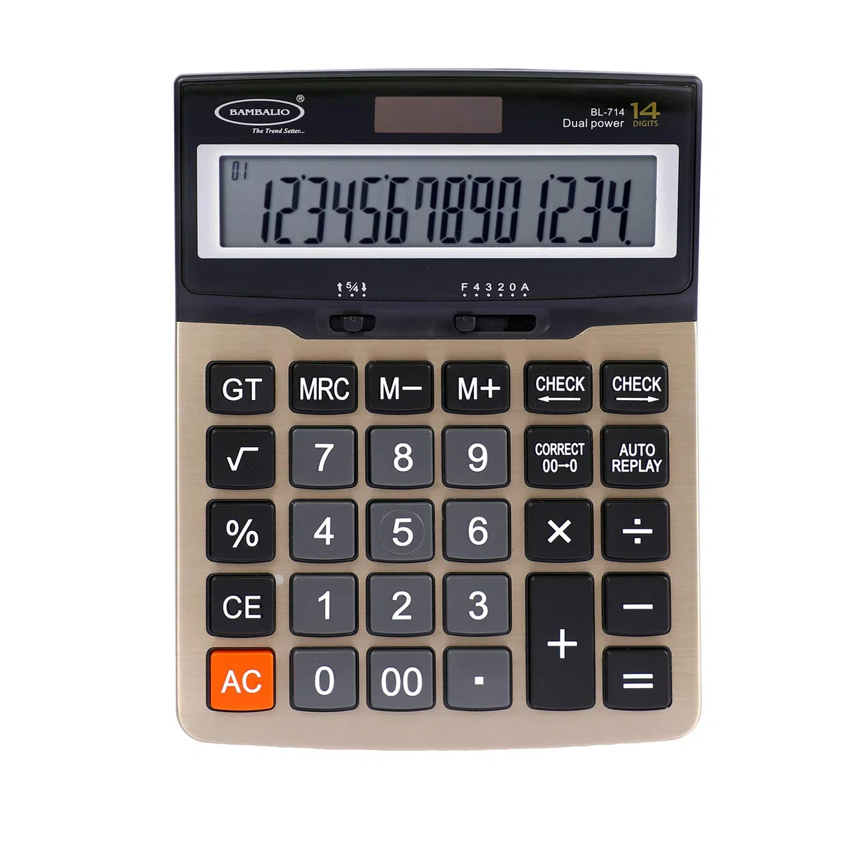Bambalio Pantalla grande BL-714 de 14 dígitos con panel metálico y calculadora electrónica