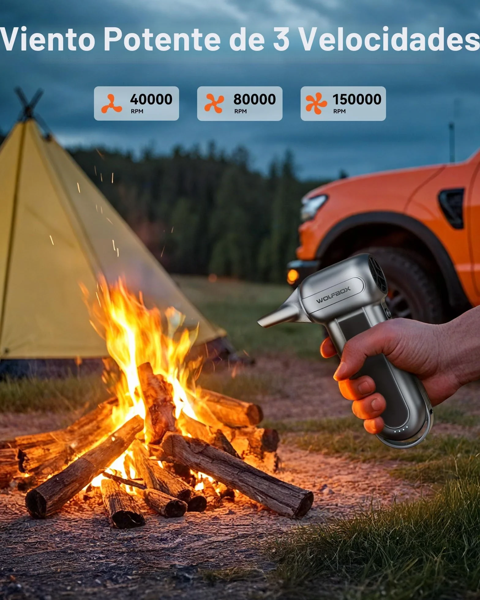 WOLFBOX MF100 plumero eléctrico de aire-150000RPM Super Power inalámbrico plumero de aire, motor sin escobillas recargable, 3-Gear ajustable soplador de polvo para el ordenador, teclado, casa y coche