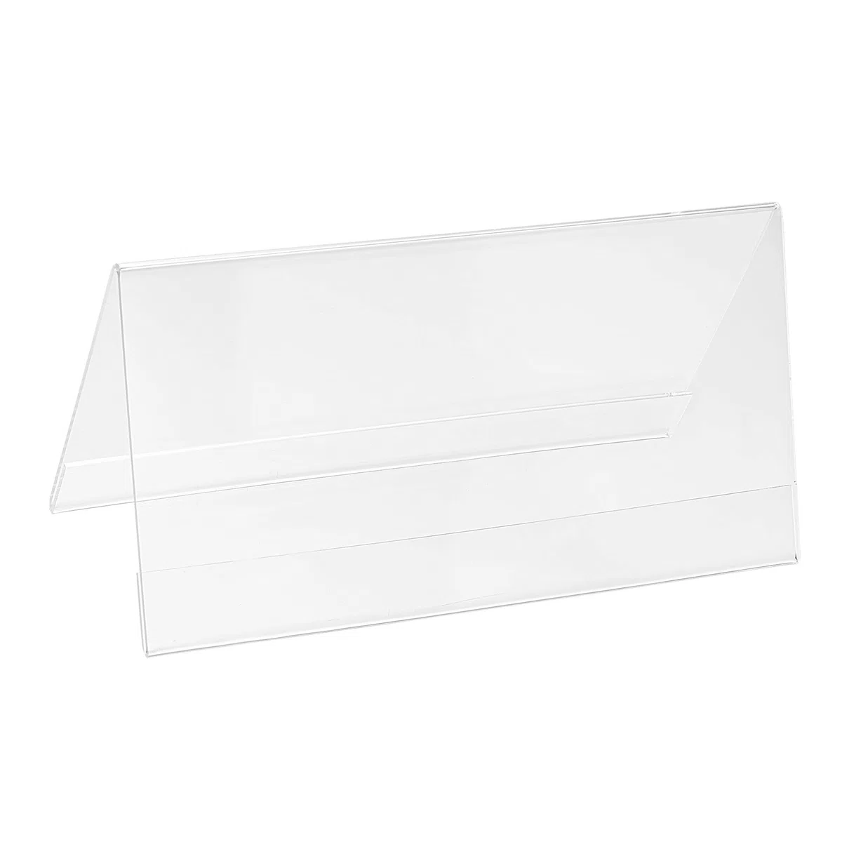PATIKIL 7,8 x 3,9 Pulgadas Acrílico Escritorio Identificación Placa Soportes, 10uds Transparente Nombre Tienda Soportes, V Forma para Mesa Menú Tarjetero Soporte