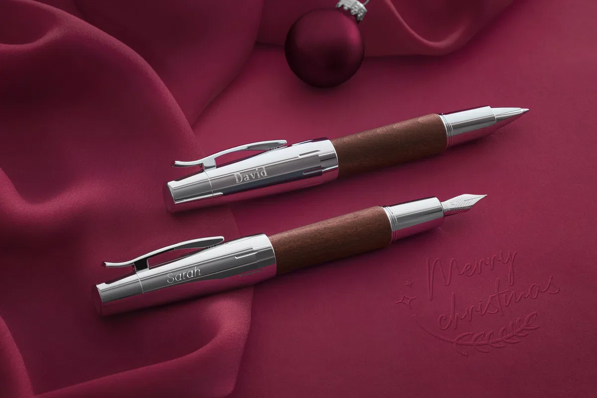 FABER-CASTELL - Pluma estilográfica e-motion madera cromada, plumín B