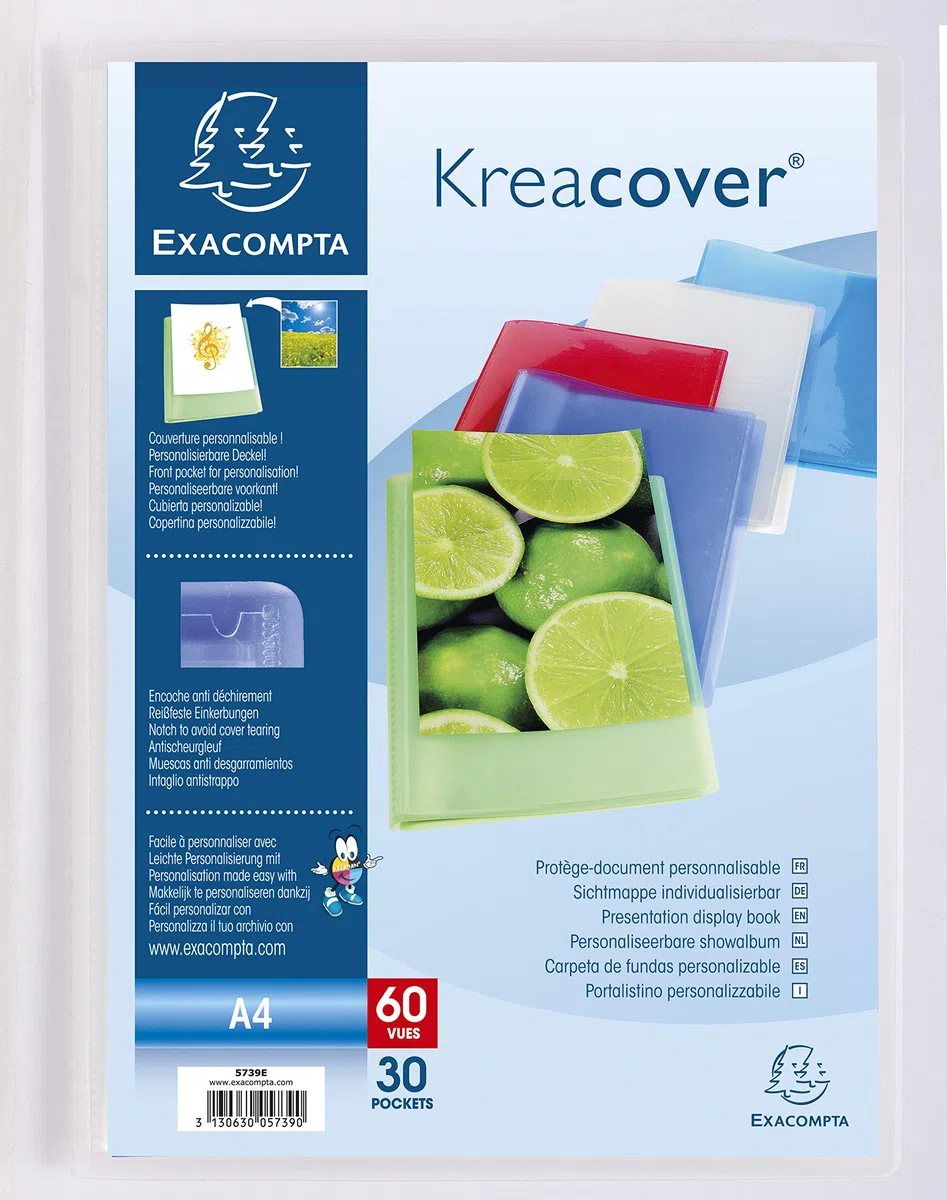 Exacompta 5739E - Lote de 12 carpetas de 30 fundas, A4, multicolor
