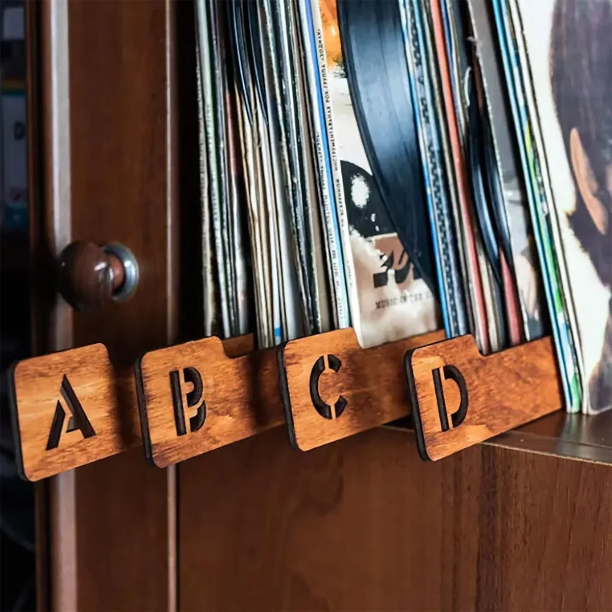 26 divisores alfabéticos de madera para almacenamiento de vinilo, 26 separadores de discos A-Z horizontales verticales, para álbumes, CD, DVD, libros multimedia, accesorios para entusiastas de la