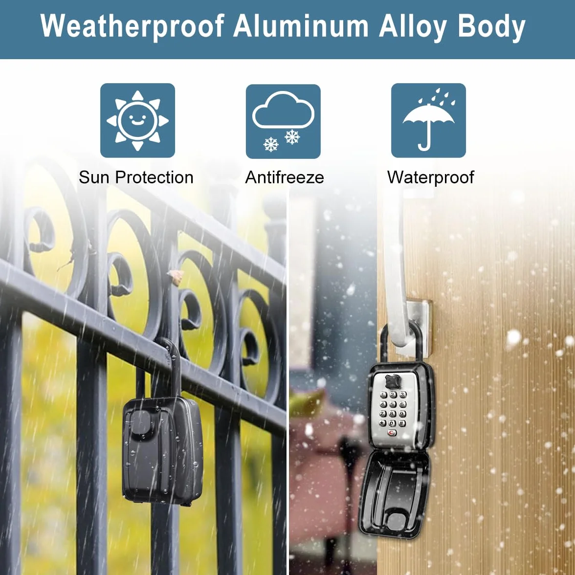 Caja para Llaves con Codigo 12 Dígitos Caja Fuerte Impermeable Exterior Interior Hogar